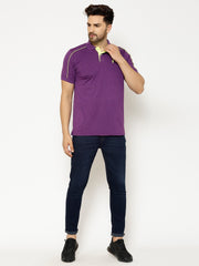 EPPE Solid Men Polo Neck Purple T-Shirts