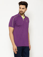 EPPE Solid Men Polo Neck Purple T-Shirts