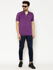 EPPE Solid Men Polo Neck Purple T-Shirts