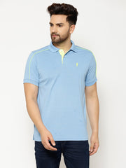 EPPE Solid Men Polo Neck Light Blue New T-Shirt