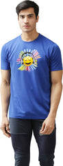 Eppe Printed Men Round Neck Royal Bue (Smile Emoji Printed) T-Shirt