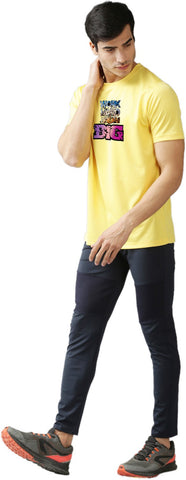 Eppe Printed Men Round Neck Yellow (Work Hard Printed) T-Shirt