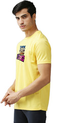 Eppe Printed Men Round Neck Yellow (Work Hard Printed) T-Shirt