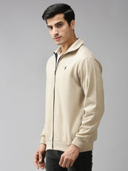 Eppe Solid Men Collared Neck Beige Jackets