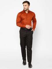 EPPE Men Solid Formal Orange Shirt