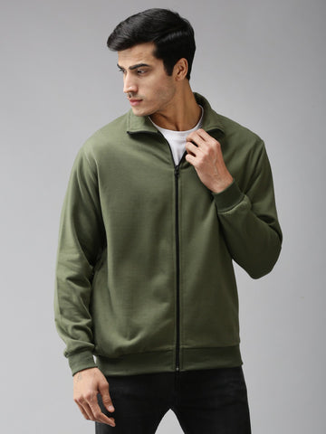 Eppe Solid Men Collared Neck Green Jackets