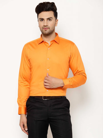 EPPE Men Solid Formal Orange Shirt