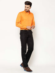 EPPE Men Solid Formal Orange Shirt