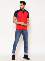 EPPE Solid Men Polo Neck Red Navy T-Shirts