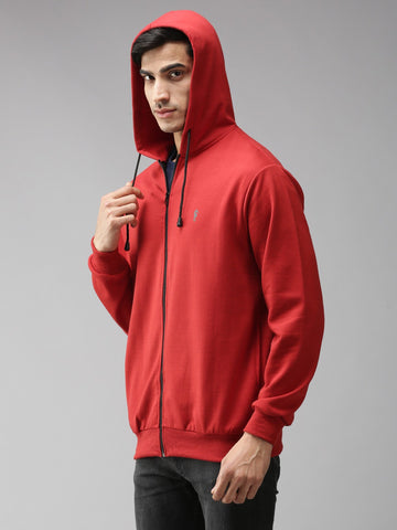 Eppe Solid Men Hooded Neck Red Jackets