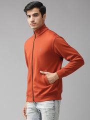 Eppe Solid Men Collared Neck Orange Jackets