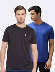 EPPE Solid Men Round Black Royal Blue, T-Shirt - Pack of 2