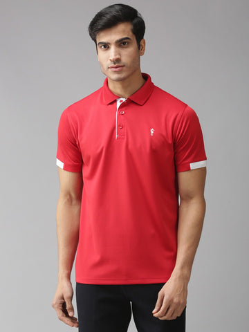EPPE Men's Polo Neck Short Sleeve Red-White Dryfit Micropolyester Active Performance Tshirt