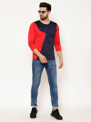 EPPE Solid Men Round Neck Red, Navy T-Shirts