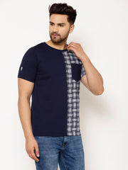 EPPE Solid Men Round Neck Navy Blue, White T-Shirts