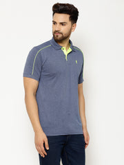 EPPE Solid Men Polo Neck Blue T-Shirts