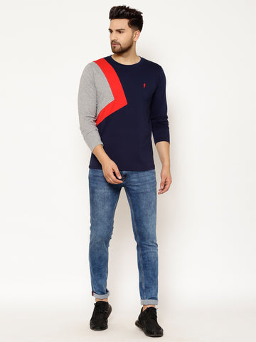 EPPE Solid Men Round Neck Grey, Red, Navy Blue T-Shirts