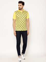 EPPE Solid Men Polo Neck Yellow, Black T-Shirts