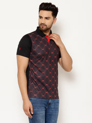 EPPE Solid Men Polo Neck Black, Red T-Shirts