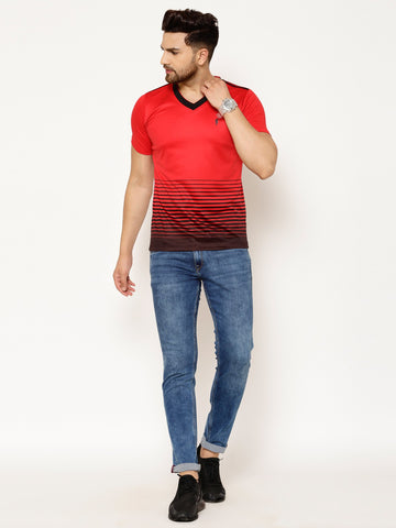 EPPE Solid Men V Neck Red, Black T-Shirts