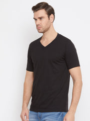 EPPE Solid Men V Neck Black T-Shirts