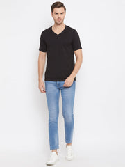 EPPE Solid Men V Neck Black T-Shirts