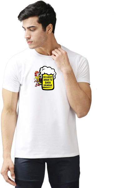 Eppe Printed Men Round Neck White (Sikandar Printed) T-Shirt