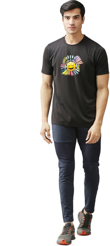Eppe Printed Men Round Neck Black (Smile Emoji Printed) T-Shirt
