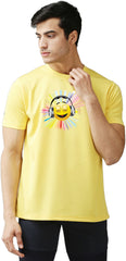 Eppe Printed Men Round Neck Yellow (Smile Emoji Printed) T-Shirt