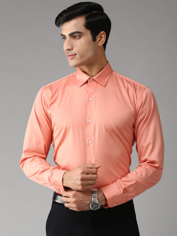 EPPE Men Solid Party Orange Shirt