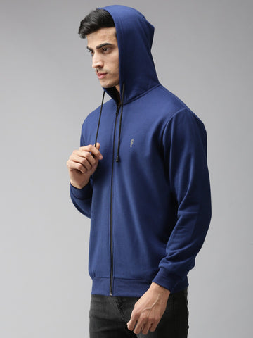 Eppe Solid Men Hooded Neck Blue Jackets