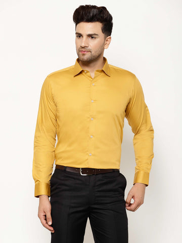 EPPE Men Solid Formal Yellow Shirt