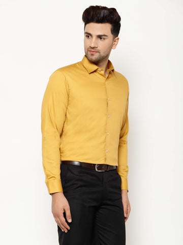 EPPE Men Solid Formal Yellow Shirt