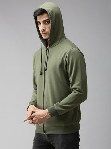 Eppe Solid Men Hooded Neck Green Jackets