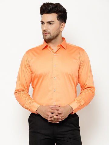 EPPE Men Solid Formal Orange Shirt