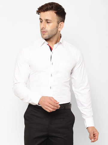EPPE Men Solid Formal White Shirt