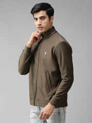 Eppe Solid Men Collared Neck Green Jackets