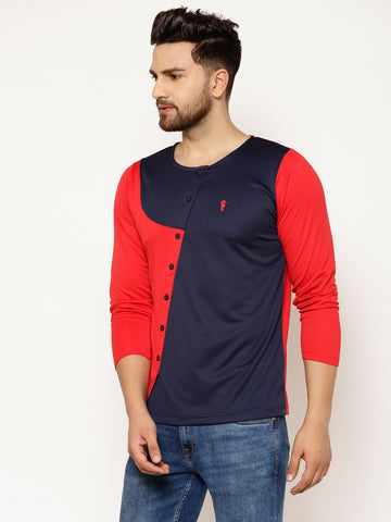 EPPE Solid Men Round Neck Red, Navy T-Shirts