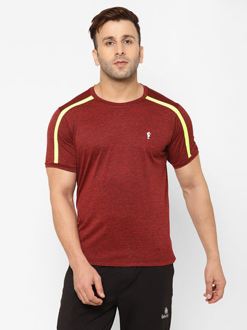 EPPE Solid Men Round Neck Maroon T-Shirts
