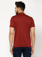 EPPE Solid Men Polo Neck Maroon T-Shirts