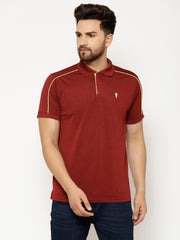 EPPE Solid Men Polo Neck Maroon T-Shirts