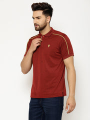 EPPE Solid Men Polo Neck Maroon T-Shirts