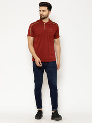 EPPE Solid Men Polo Neck Maroon T-Shirts