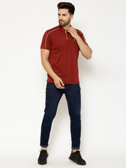 EPPE Solid Men Polo Neck Maroon T-Shirts