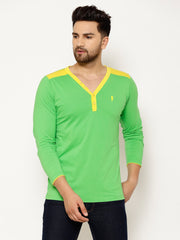 EPPE Solid Men Henley Neck Pgreen T-Shirts