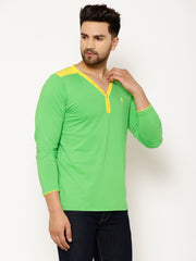 EPPE Solid Men Henley Neck Pgreen T-Shirts