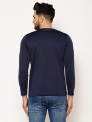 EPPE Solid Men Henley Neck Dark Blue T-Shirts