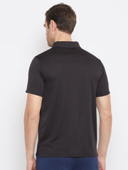 EPPE Solid Men Polo Neck Black T-Shirts