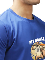 Eppe Printed Men Round Neck Royal Bue (Myhouse Printed) T-Shirt