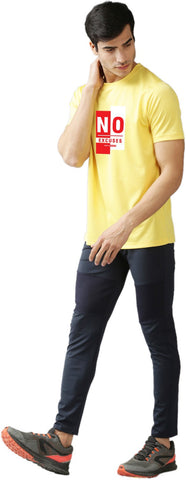 Eppe Printed Men Round Neck Yellow (No Excuses Printed) T-Shirt